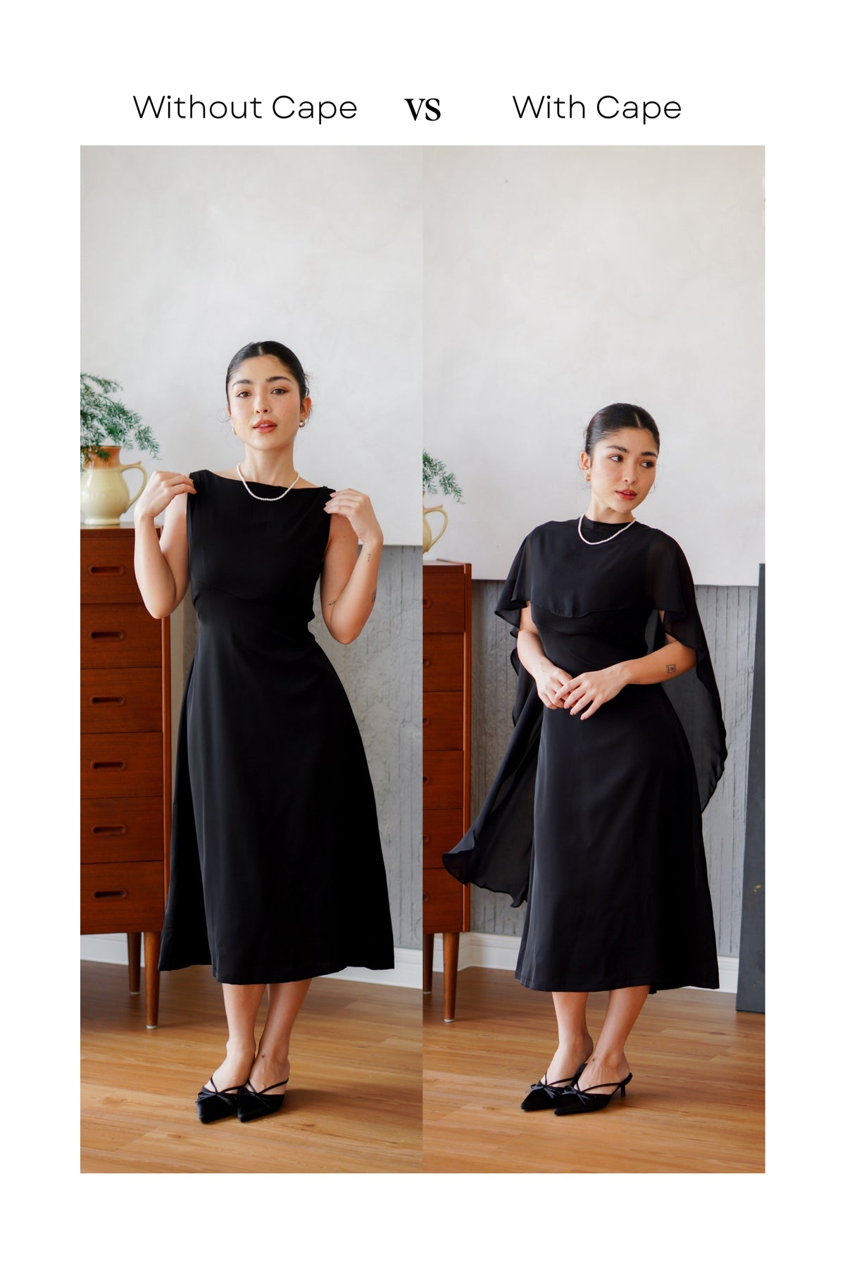 Camille Cape Dress Set by Bash in Black
