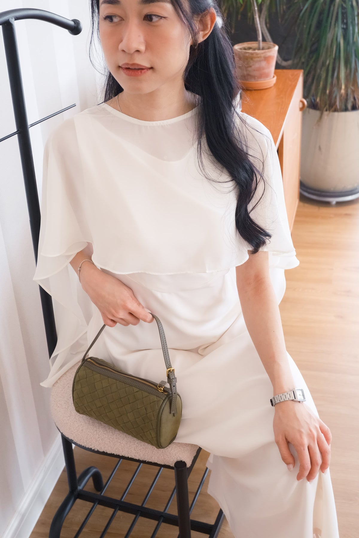 Camille Cape Dress Set by Bash in Cream - As Seen On Maxine