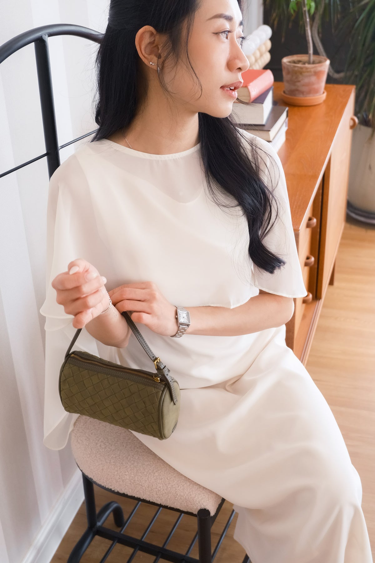 Camille Cape Dress Set by Bash in Cream - As Seen On Maxine