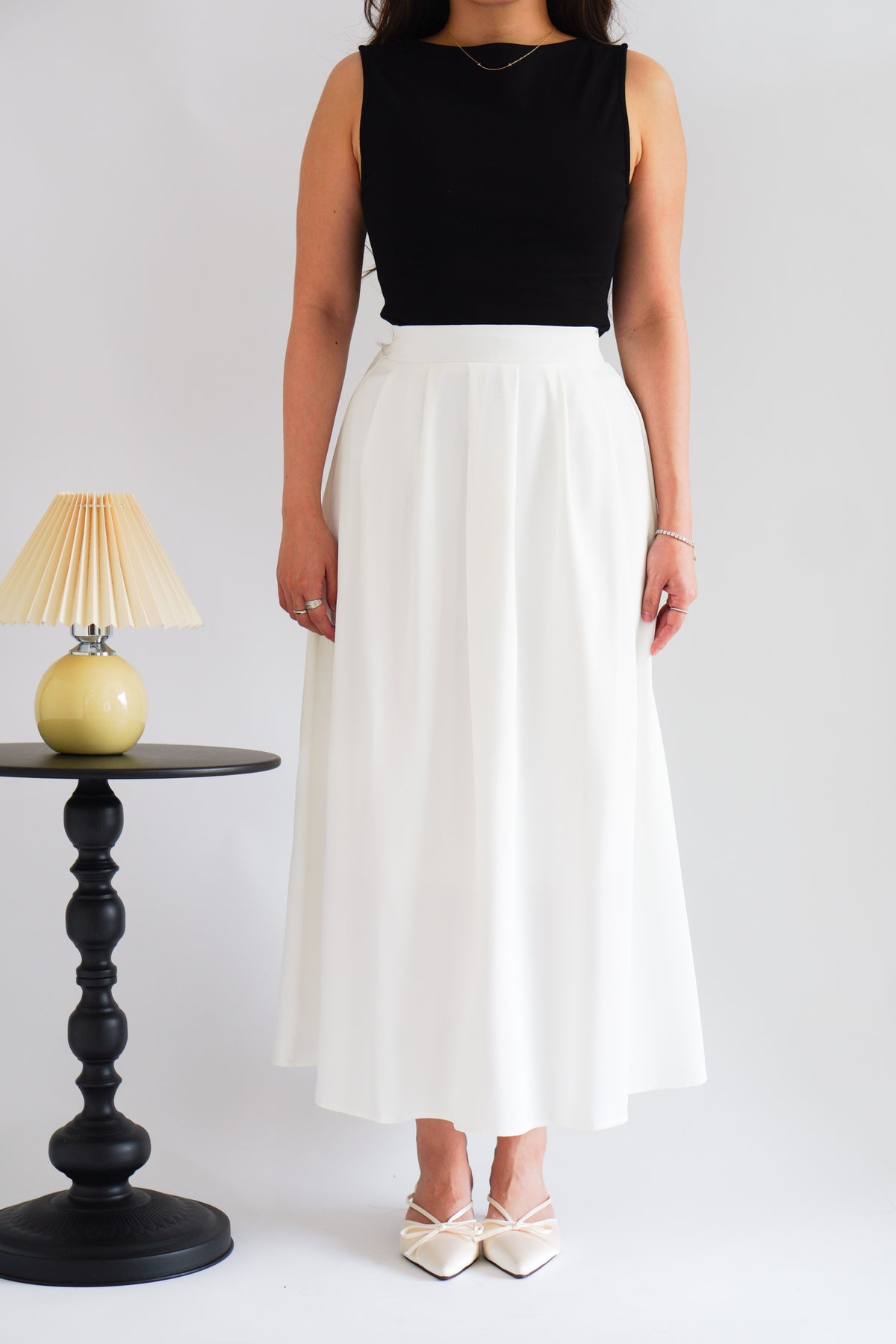 Kendyce Pleated Skirt in White