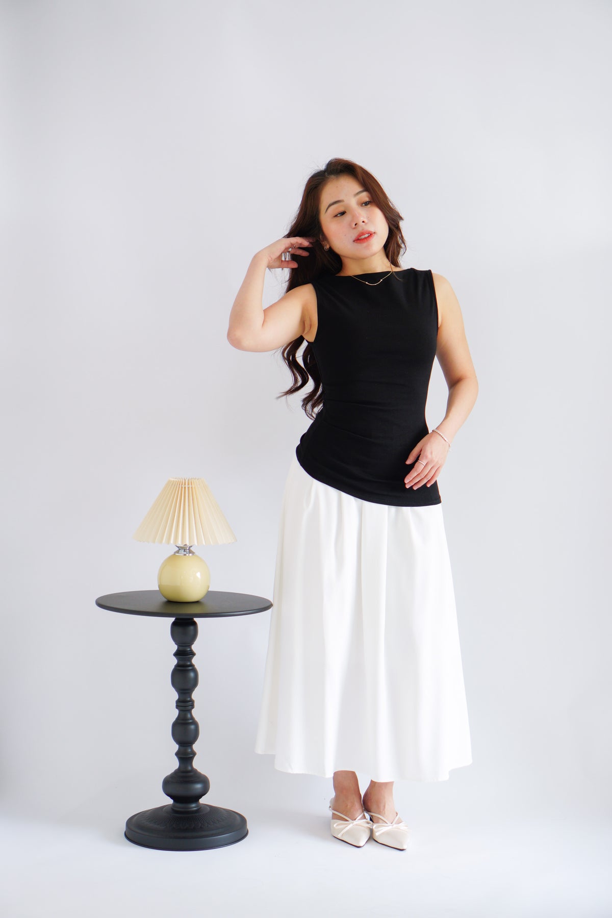 Kendyce Pleated Skirt in White