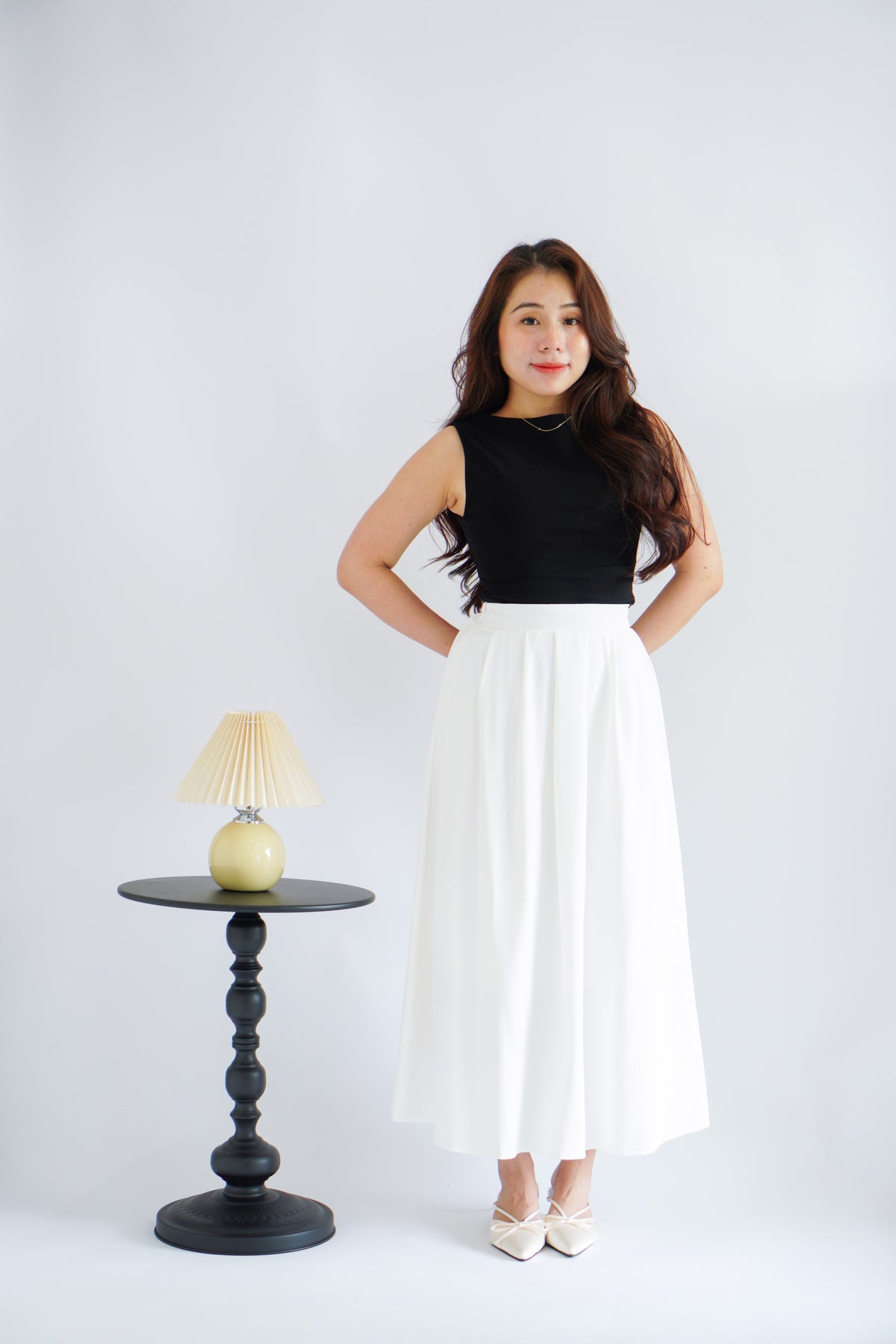 Kendyce Pleated Skirt in White