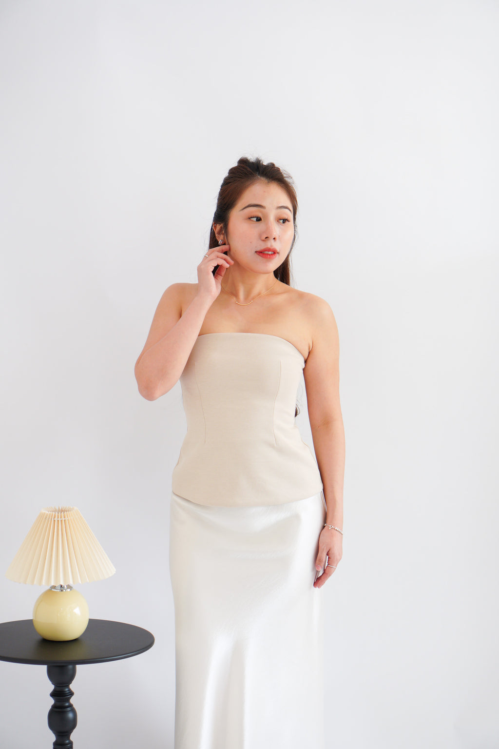 Thea Corset Tube Top in Beige