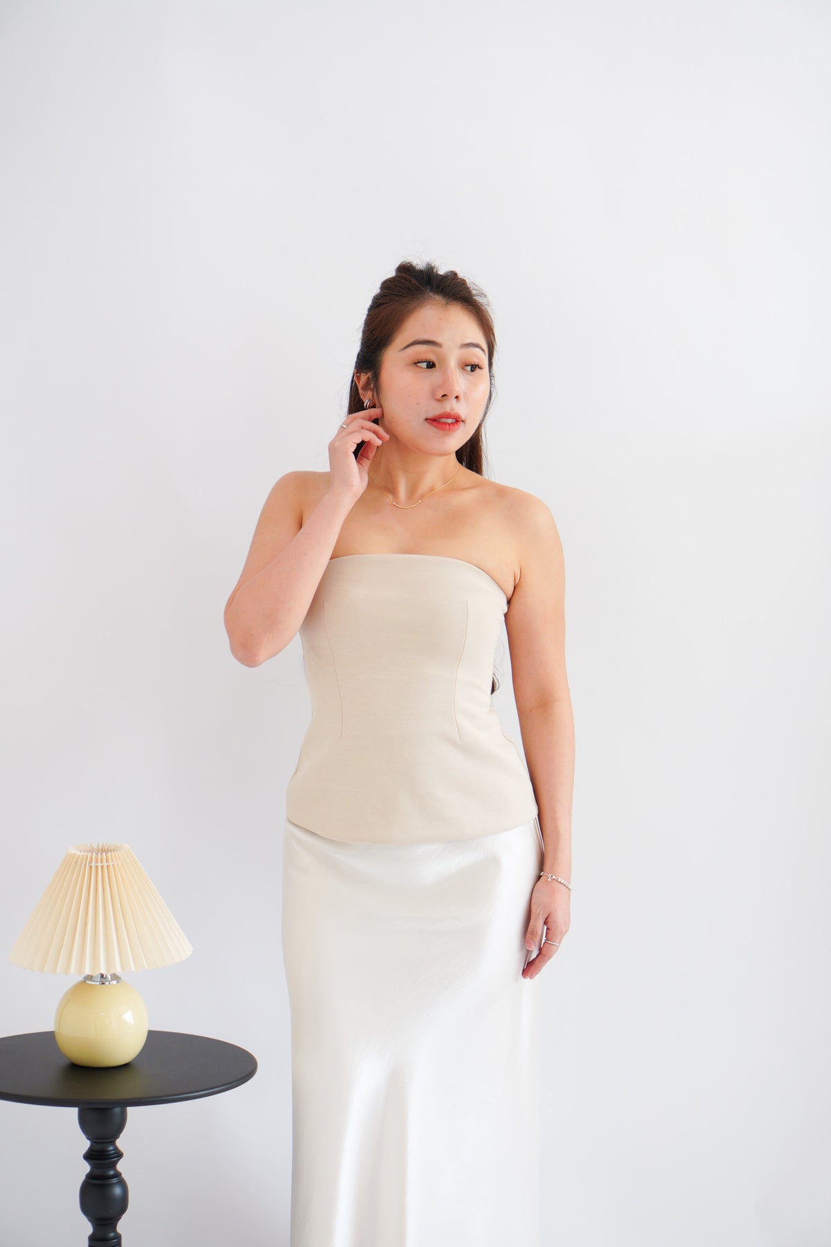 Thea Corset Tube Top in Beige