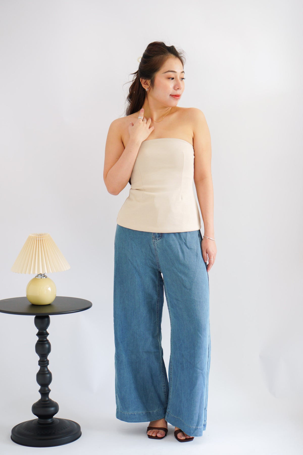 Thea Corset Tube Top in Beige