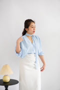 Truth Polkadot Long Sleeve Blouse Top in Light Blue