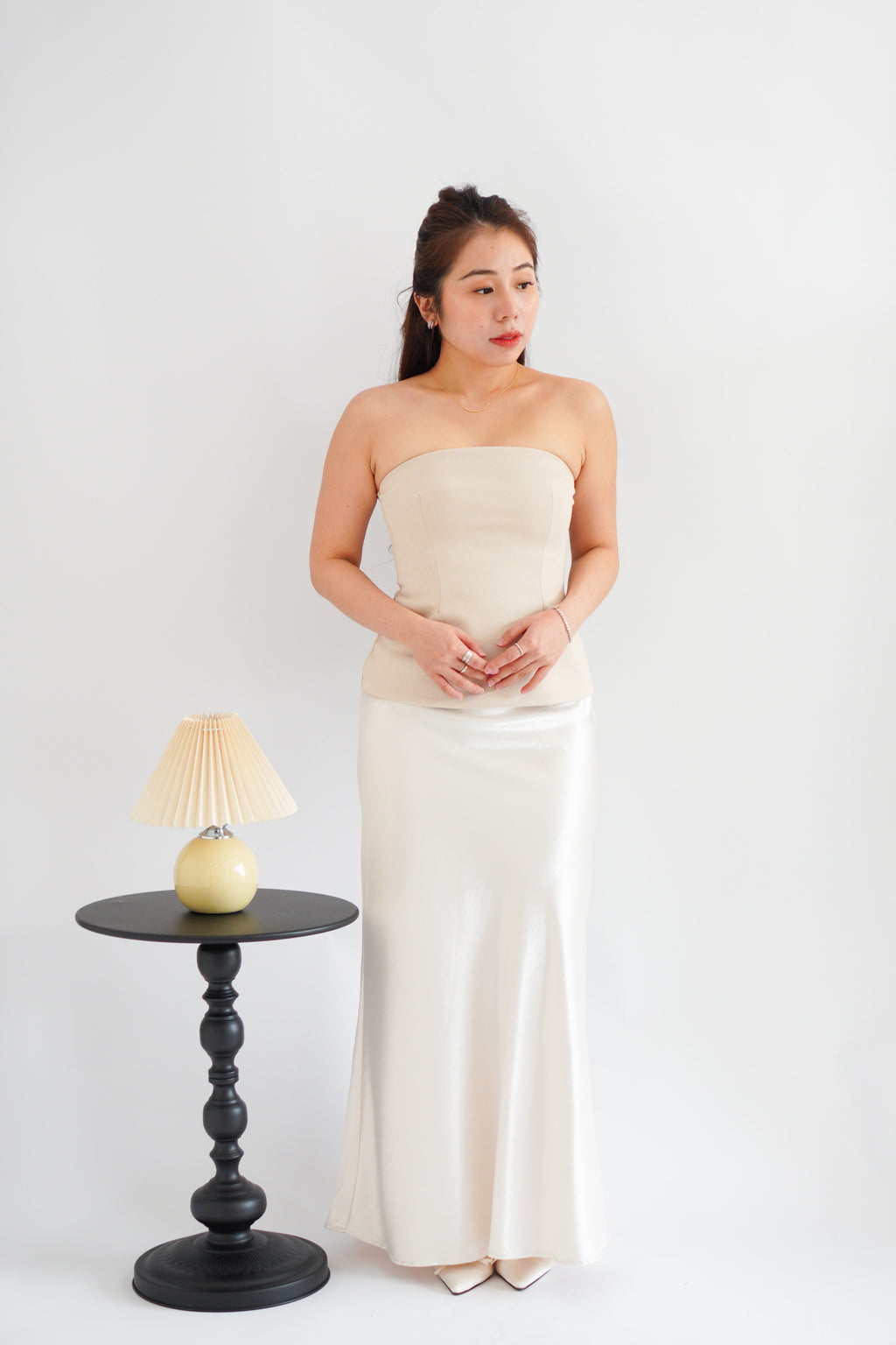 Thea Corset Tube Top in Beige