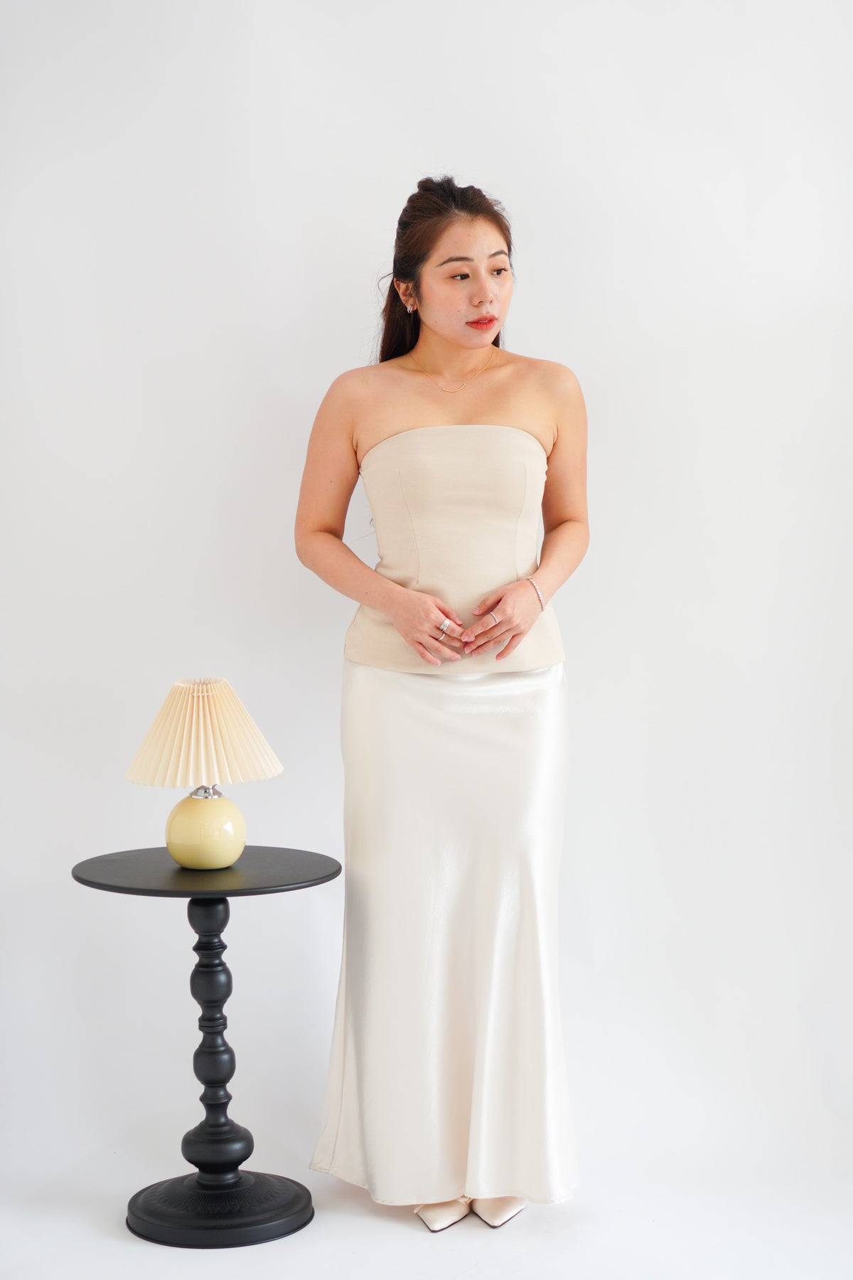 Thea Corset Tube Top in Beige