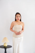 Thea Corset Tube Top in Beige