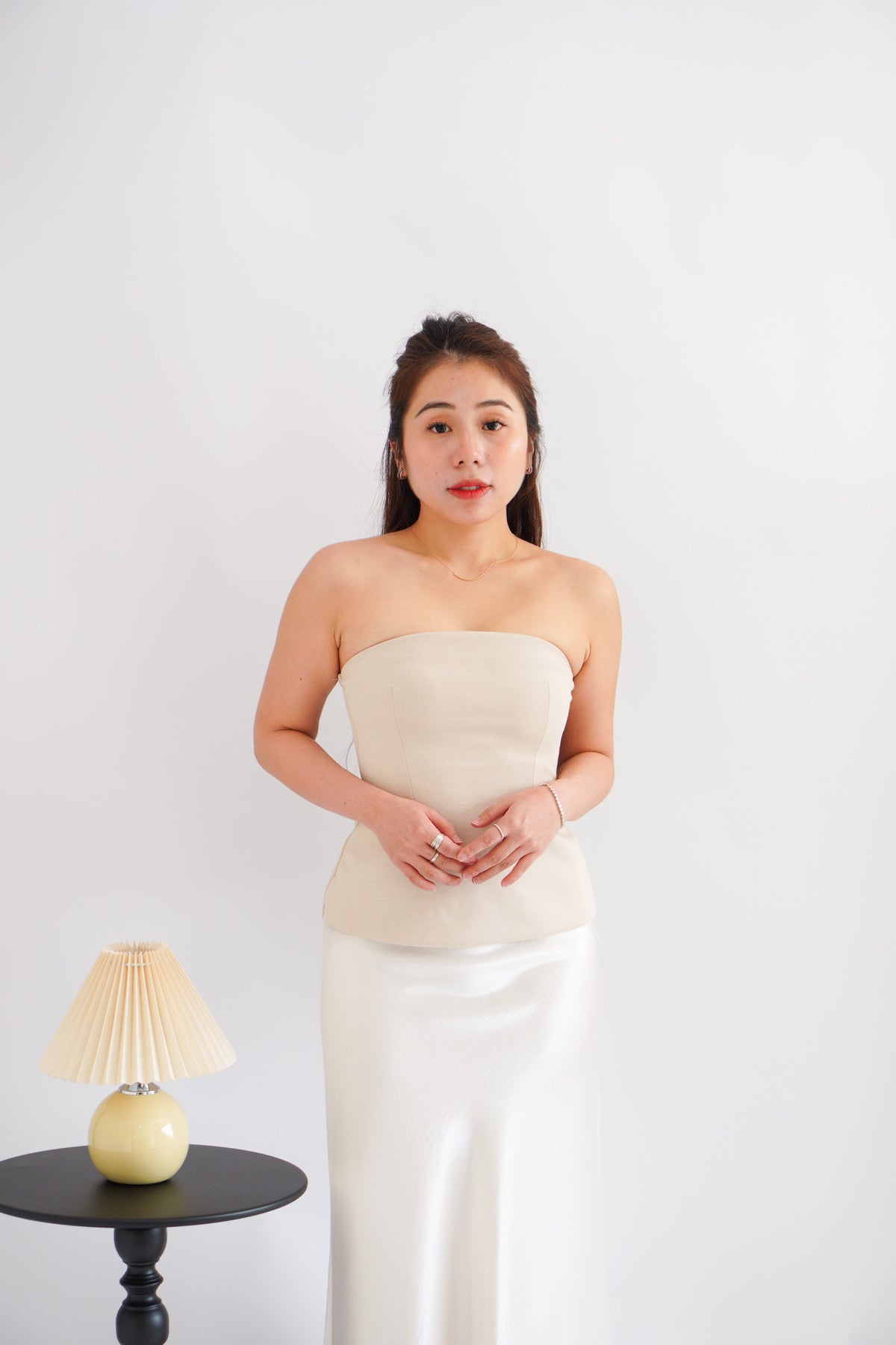 Thea Corset Tube Top in Beige