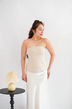Thea Corset Tube Top in Beige