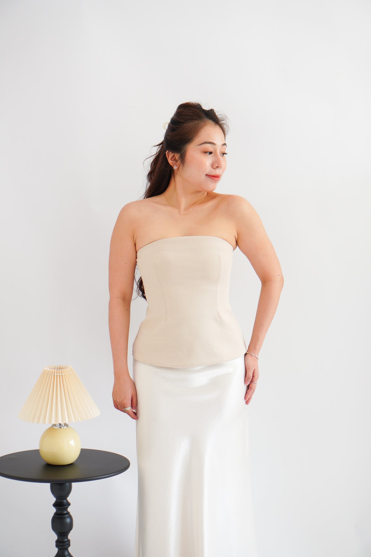 Thea Corset Tube Top in Beige