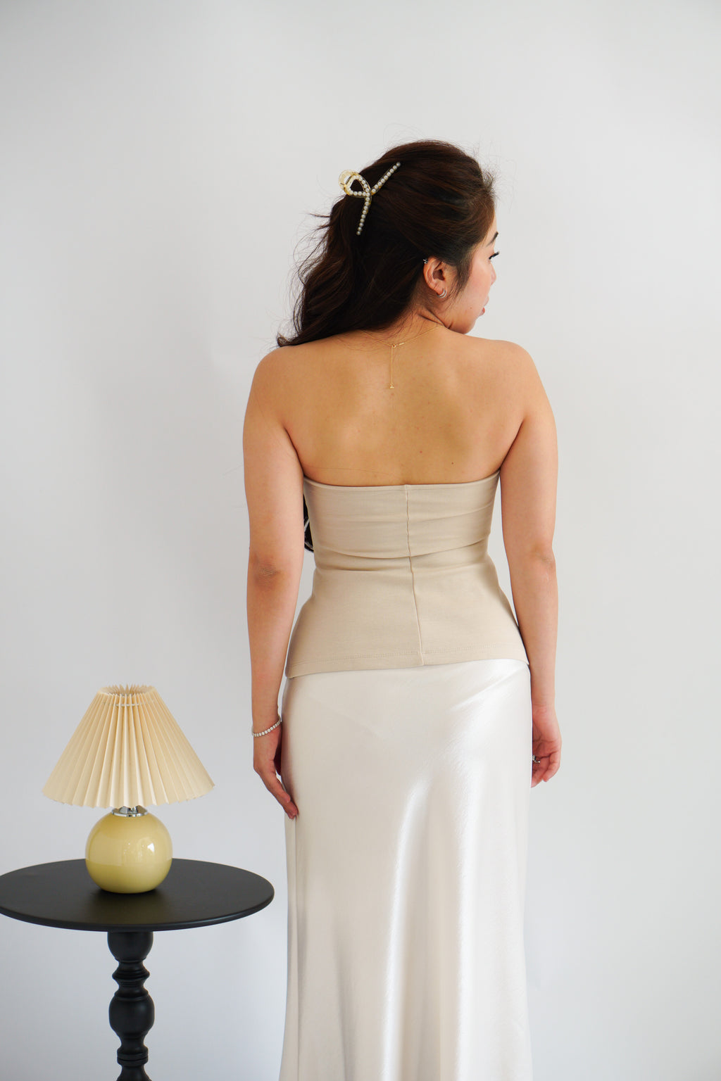 Thea Corset Tube Top in Beige