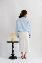 Truth Polkadot Long Sleeve Blouse Top in Light Blue