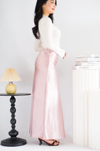 Elira Maxi A-line Satin Skirt in Pink