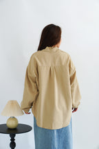 Narae Collar Button Down Top in Khaki