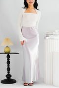 Elira Maxi A-line Satin Skirt in Light Purple