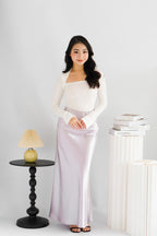 Elira Maxi A-line Satin Skirt in Light Purple
