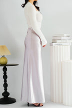 Elira Maxi A-line Satin Skirt in Light Purple