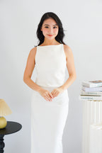 Liliana High Neck Bodycon Midi Dress in White