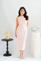 Liliana High Neck Bodycon Midi Dress in Pink