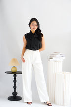 Rinda Sleeveless Bow Tie Top in Black