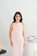 Liliana High Neck Bodycon Midi Dress in Pink