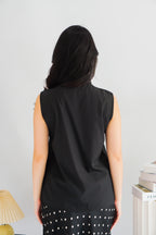 Rinda Sleeveless Bow Tie Top in Black