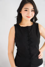 Marlianne Sleeveless Button Down Top in Black