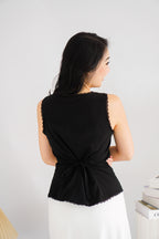 Marlianne Sleeveless Button Down Top in Black