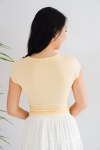 Viv Basic Round Neck Crop Top in Light Yellow