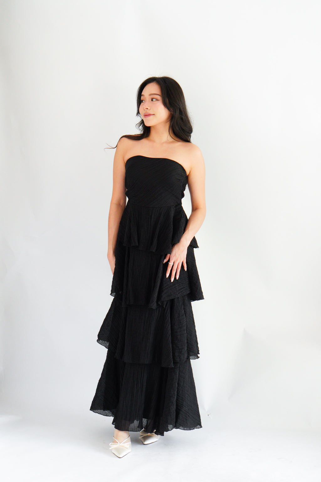 Phaelis Tube Layered Maxi Dress in Black