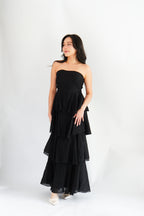 Phaelis Tube Layered Maxi Dress in Black
