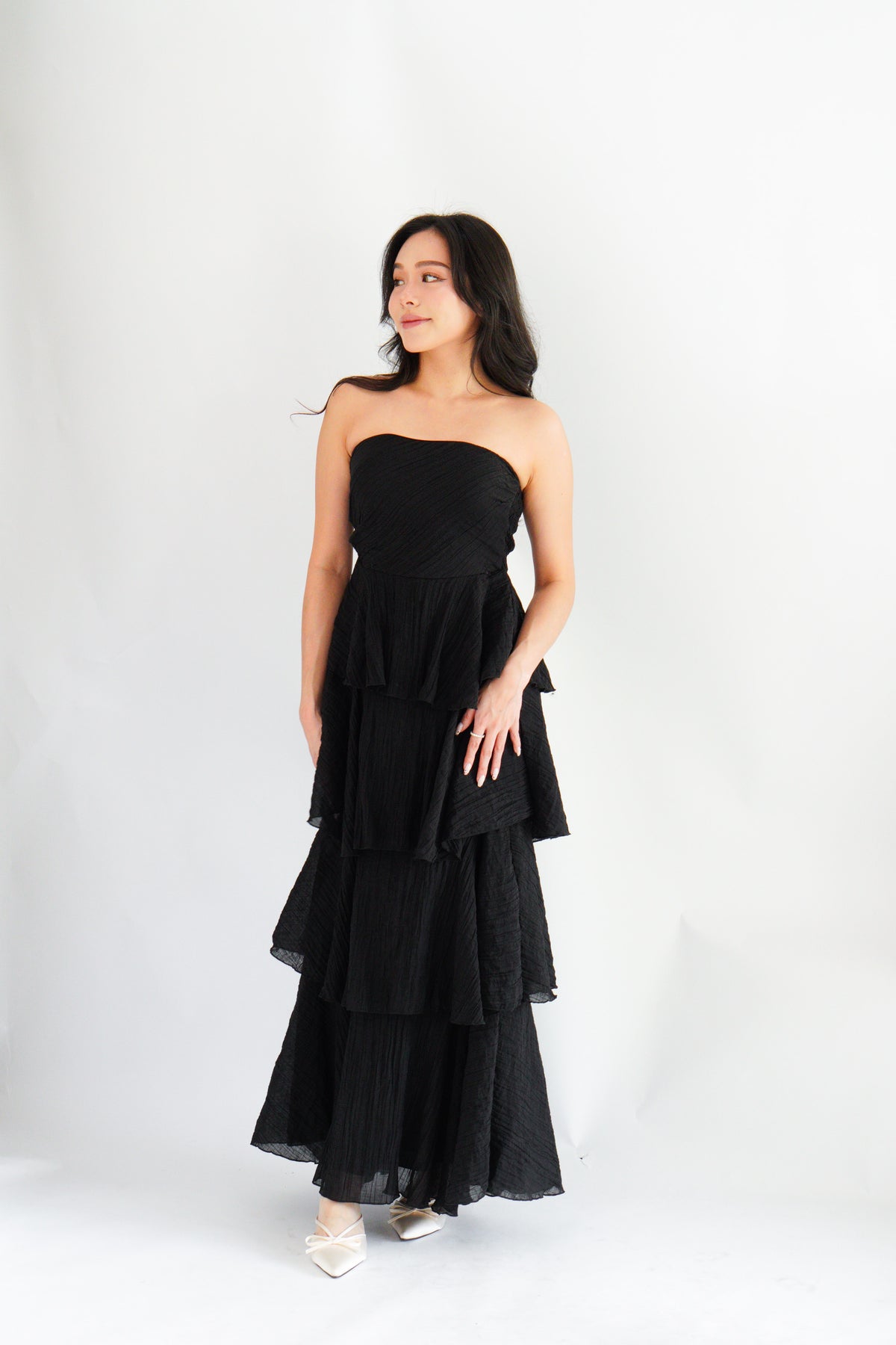 Phaelis Tube Layered Maxi Dress in Black