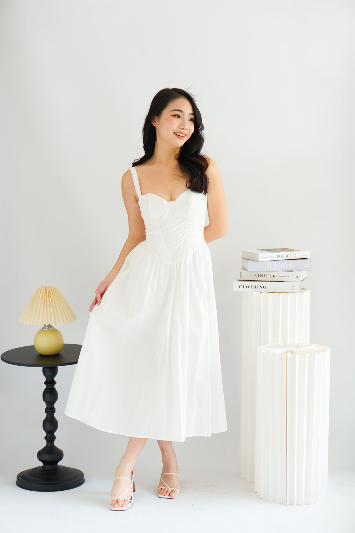 Ruya Bustier Corset Maxi A-Line Dress in White