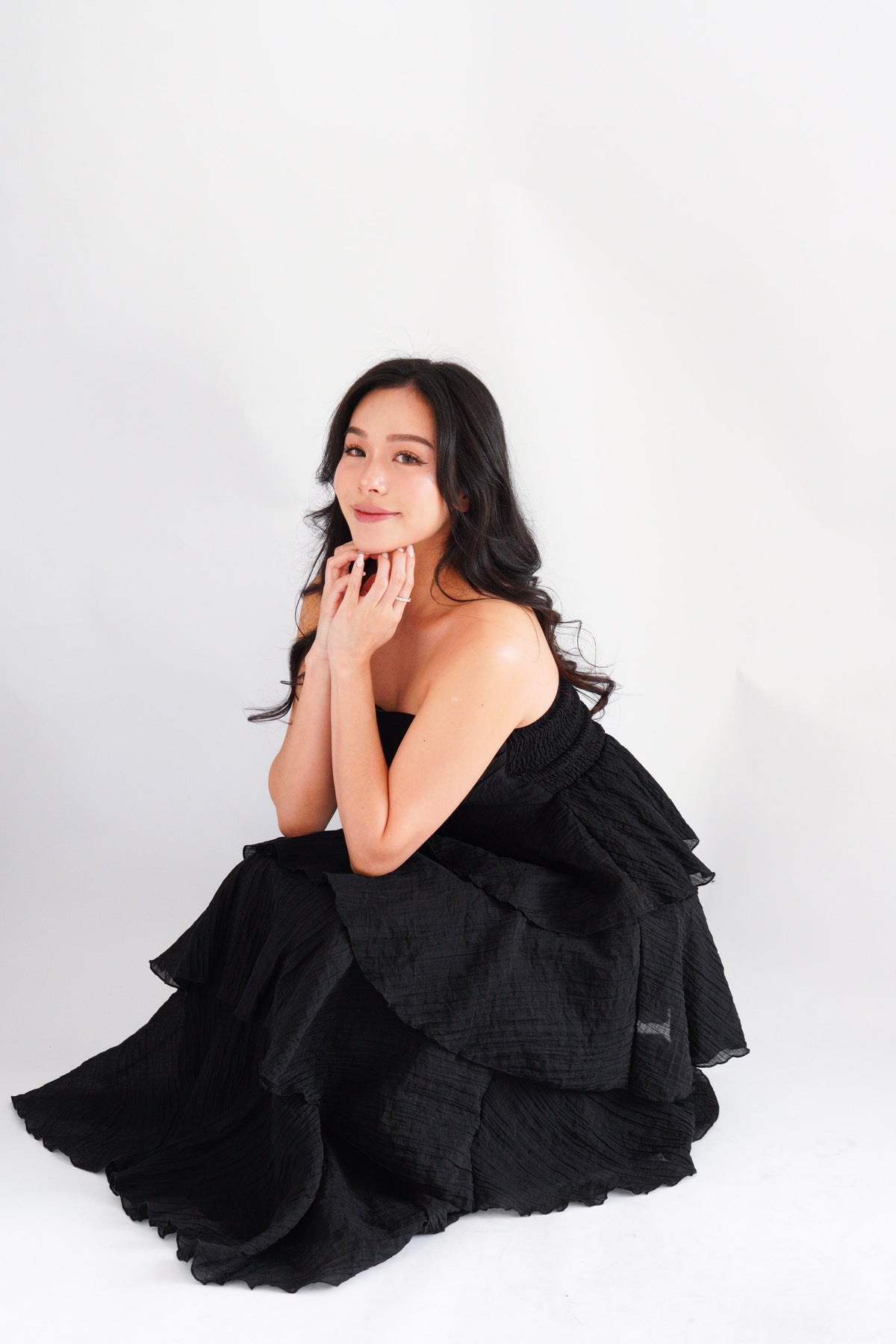Phaelis Tube Layered Maxi Dress in Black