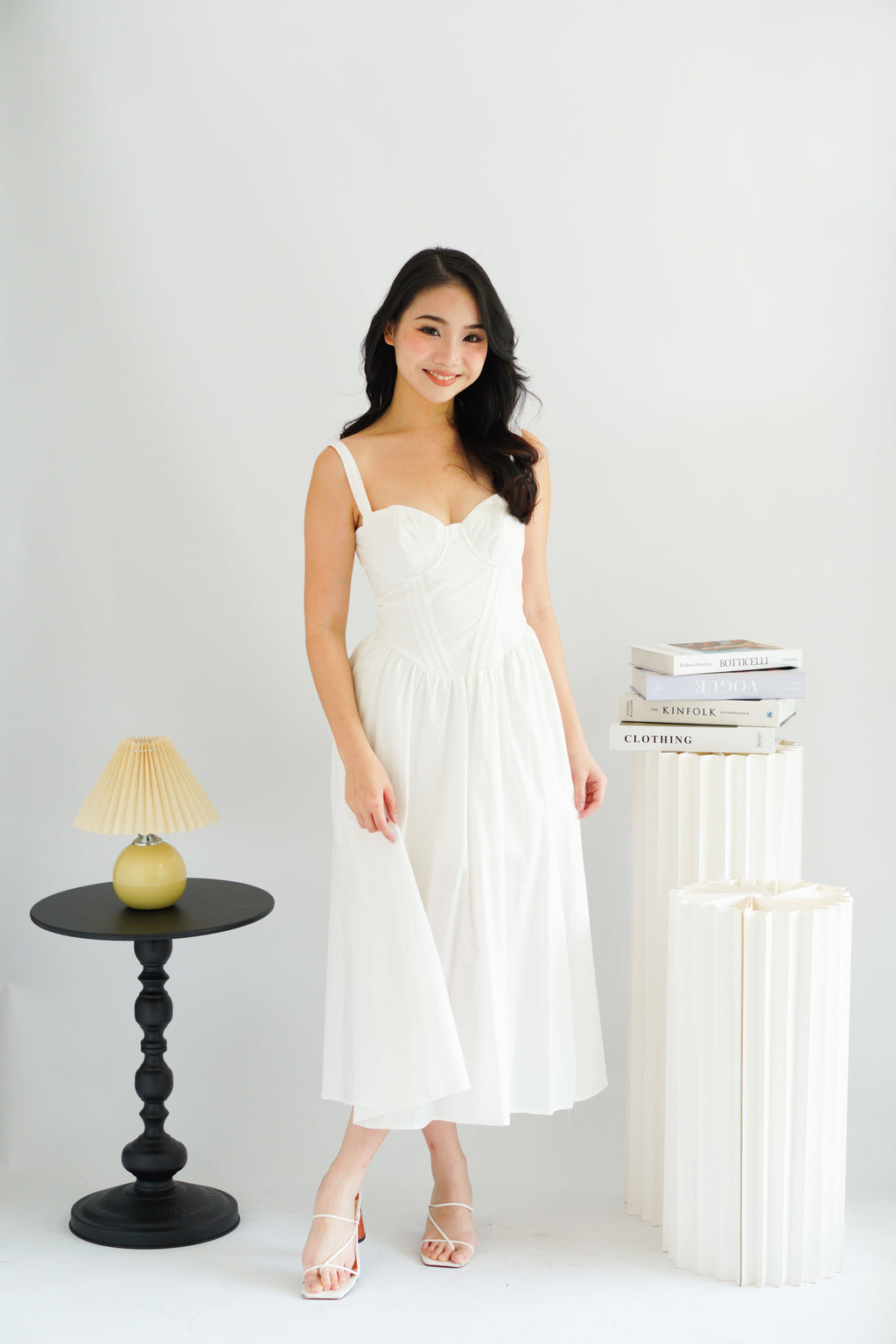 Ruya Bustier Corset Maxi A-Line Dress in White