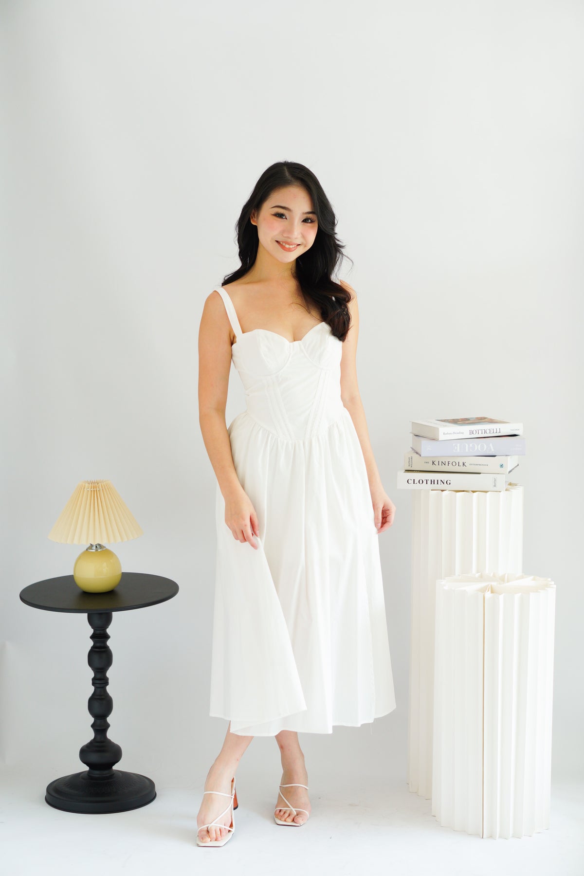 Ruya Bustier Corset Maxi A-Line Dress in White