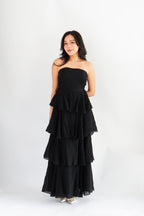 Phaelis Tube Layered Maxi Dress in Black