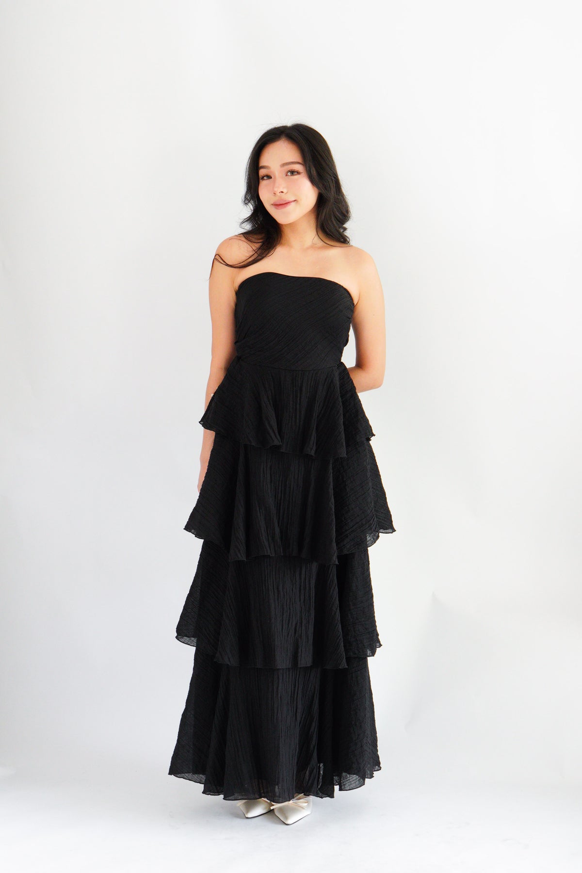 Phaelis Tube Layered Maxi Dress in Black