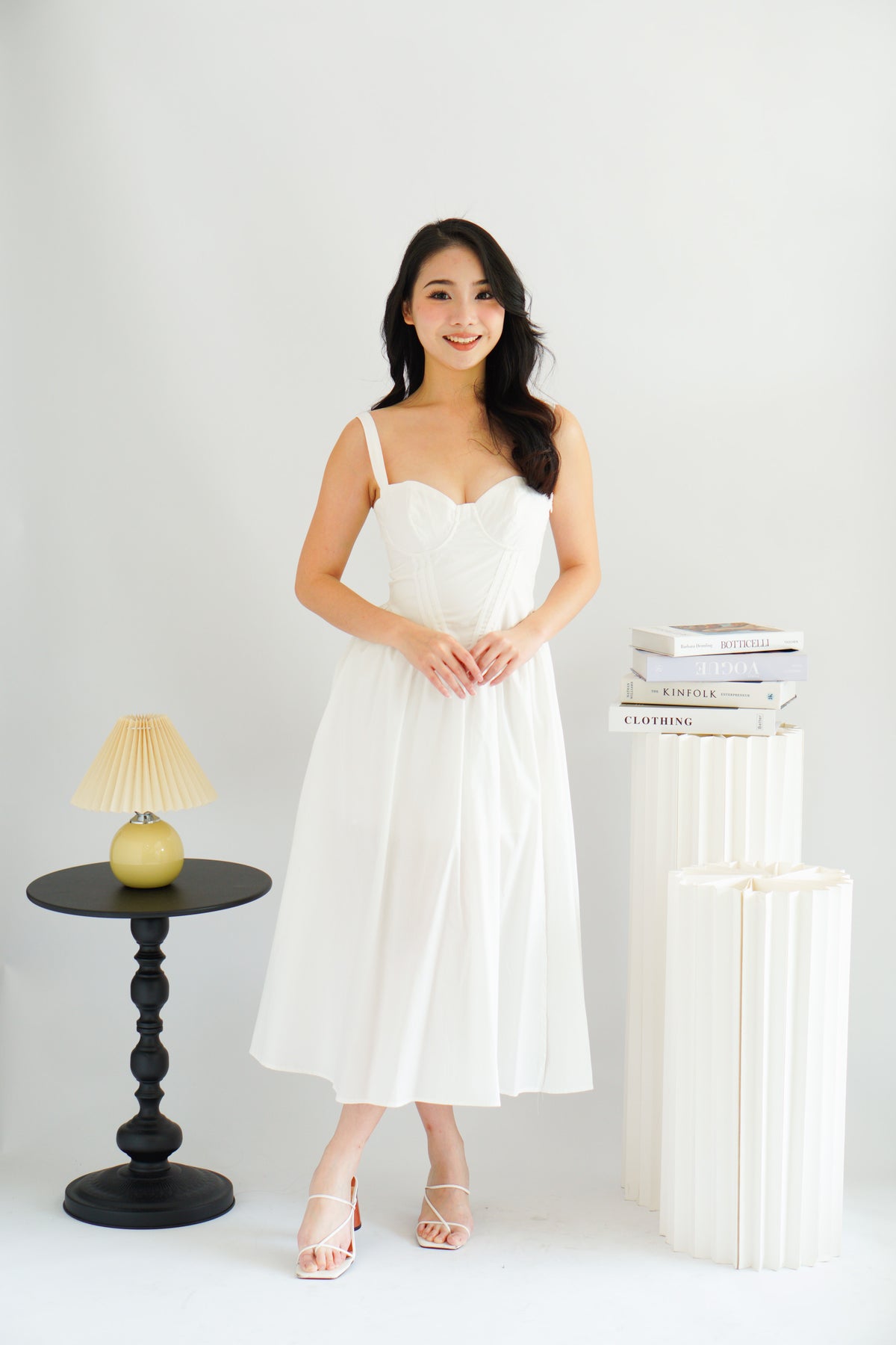 Ruya Bustier Corset Maxi A-Line Dress in White