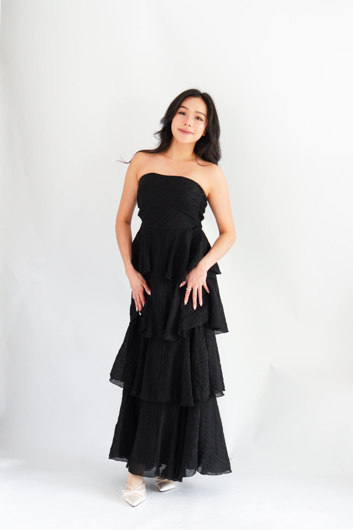 Phaelis Tube Layered Maxi Dress in Black