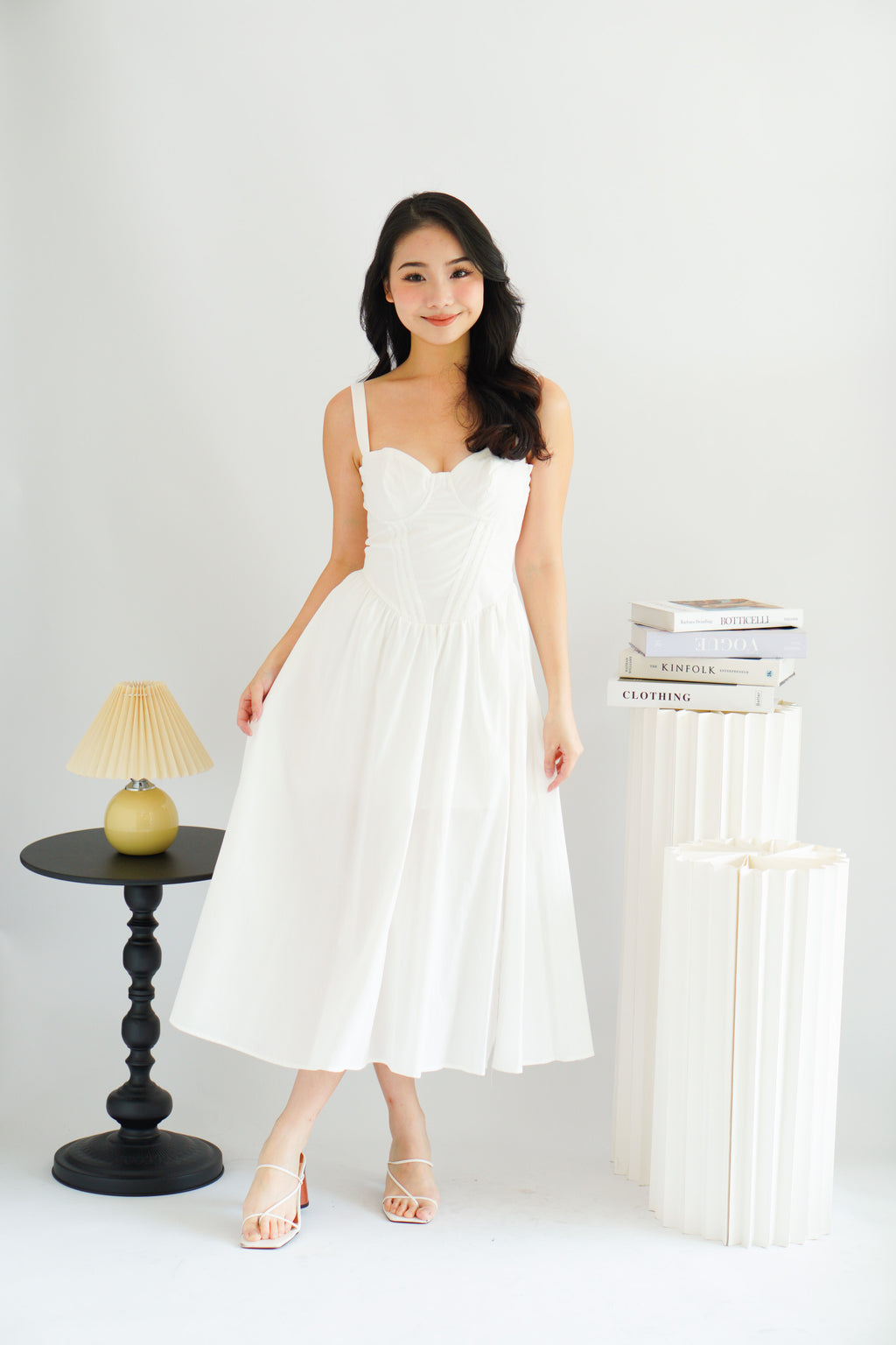 Ruya Bustier Corset Maxi A-Line Dress in White