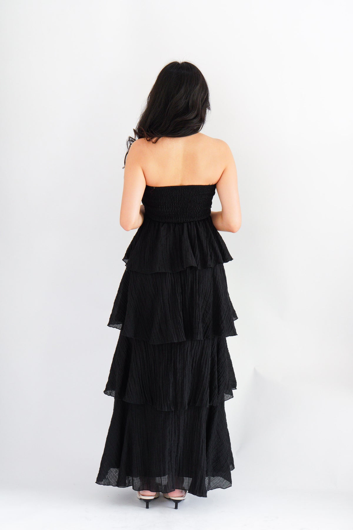 Phaelis Tube Layered Maxi Dress in Black