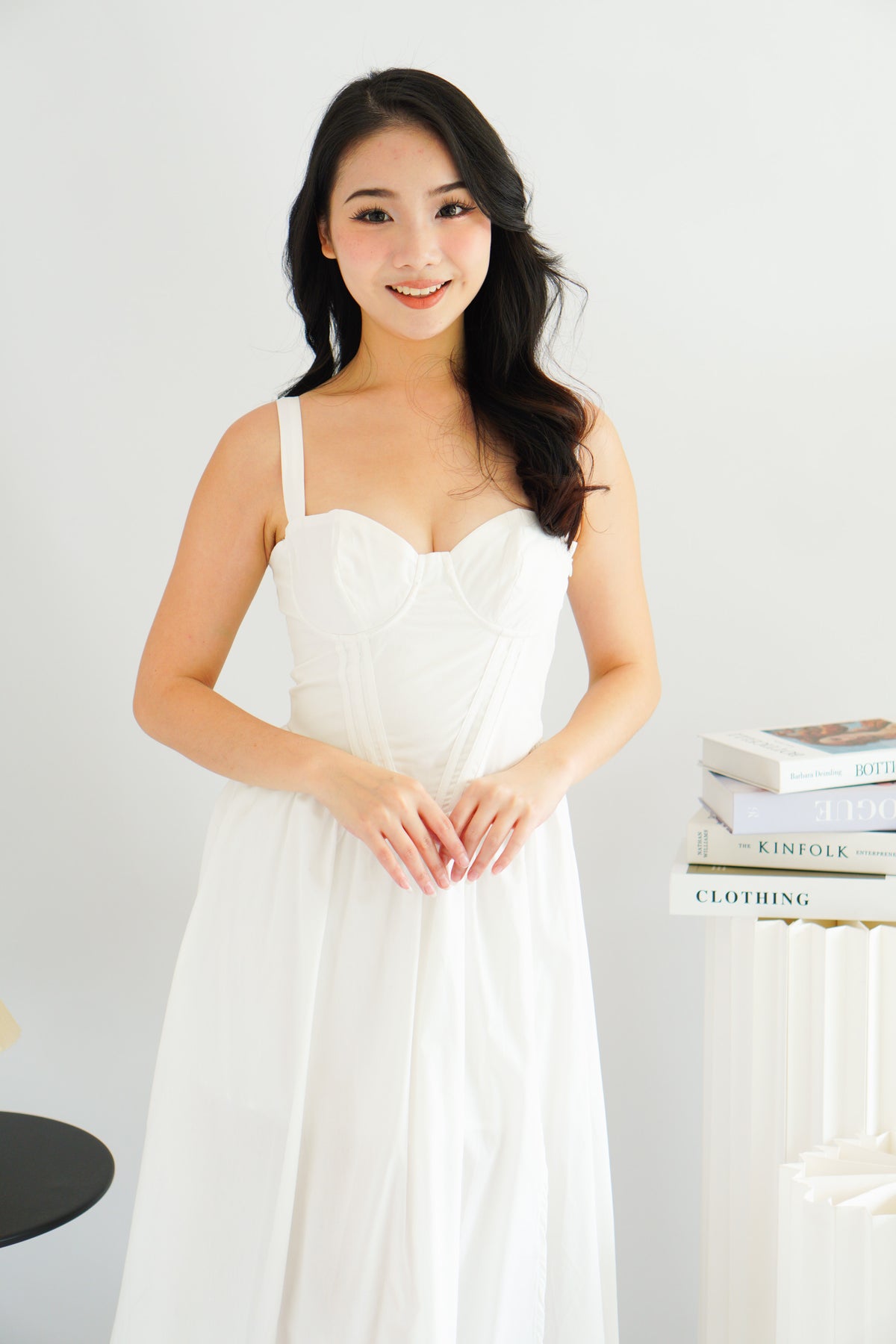Ruya Bustier Corset Maxi A-Line Dress in White
