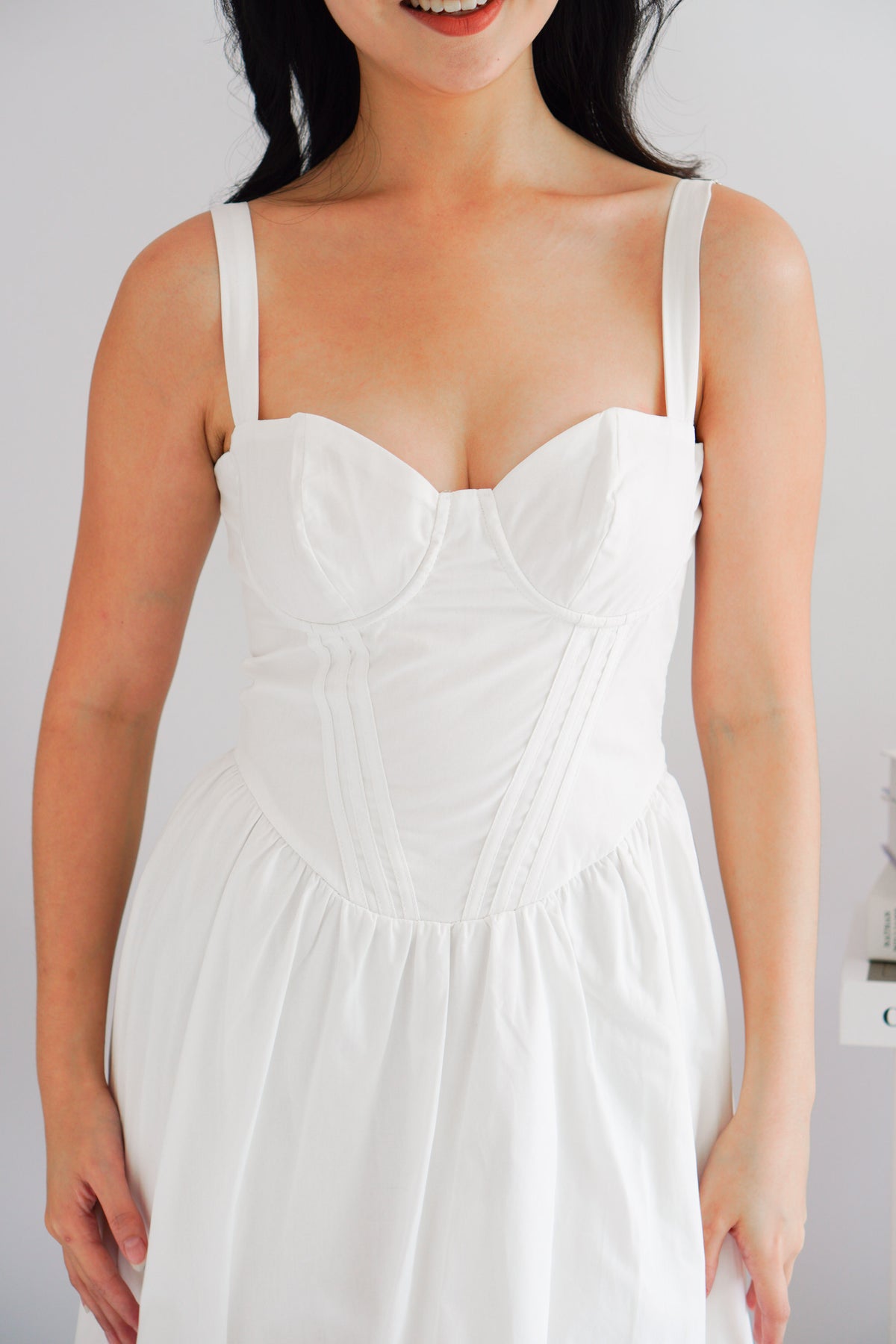 Ruya Bustier Corset Maxi A-Line Dress in White