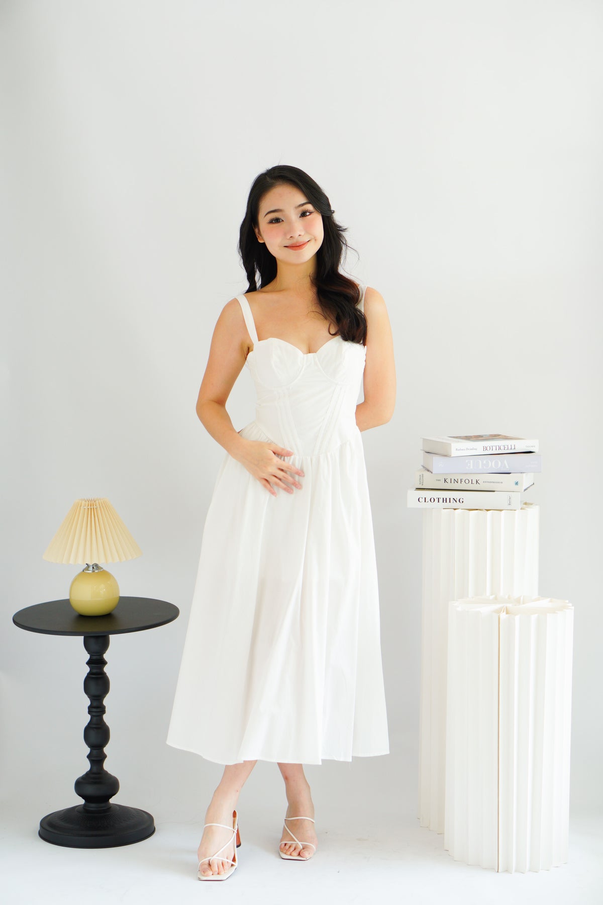 Ruya Bustier Corset Maxi A-Line Dress in White