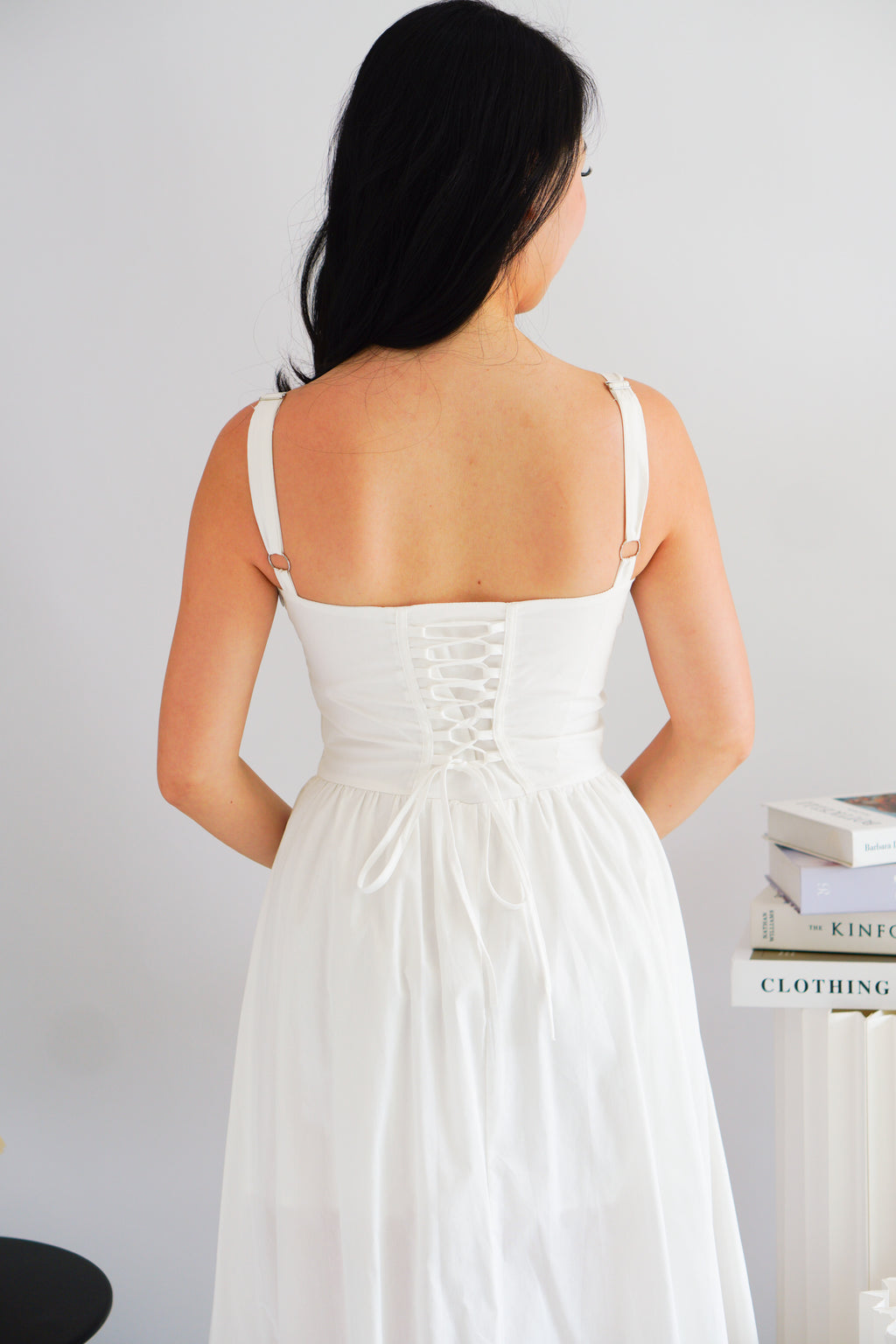 Ruya Bustier Corset Maxi A-Line Dress in White