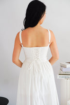 Ruya Bustier Corset Maxi A-Line Dress in White