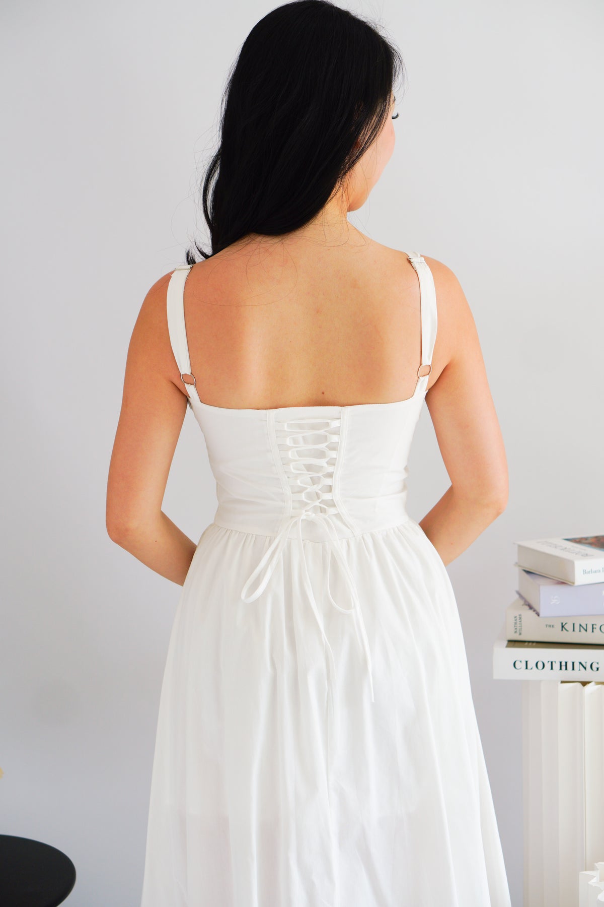 Ruya Bustier Corset Maxi A-Line Dress in White
